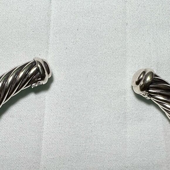 David Yurman 925 Sterling Silver 750 (18K) Yellow Gold Twist Cable Cuff Bracelet - Picture 9 of 15